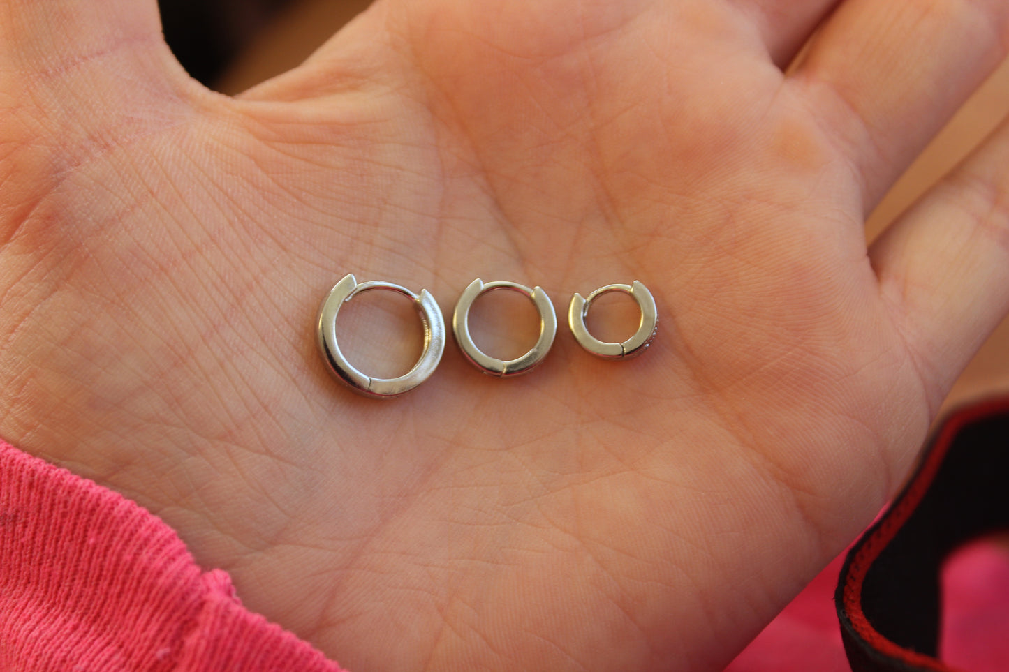 Single Lined Bling Huggie Hoops